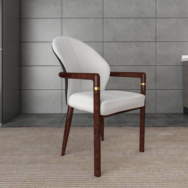 Leisuremod Opaline Series Elegant Wooden Dining Chair in Black Velvet and White - OC24BLW