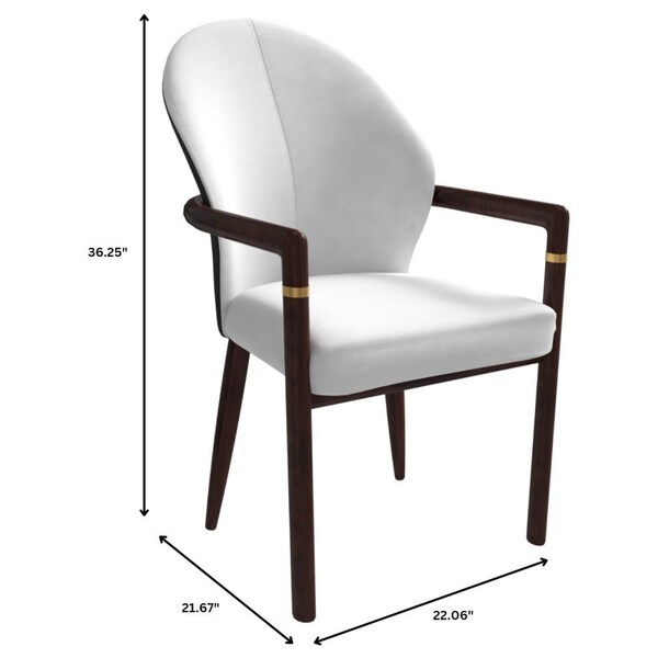 Leisuremod Opaline Series Elegant Wooden Dining Chair in Black Velvet and White - OC24BLW