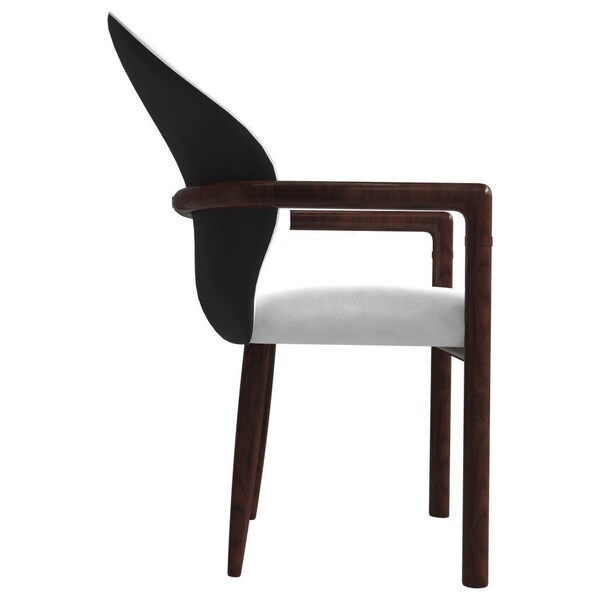 Leisuremod Opaline Series Elegant Wooden Dining Chair in Black Velvet and White - OC24BLW