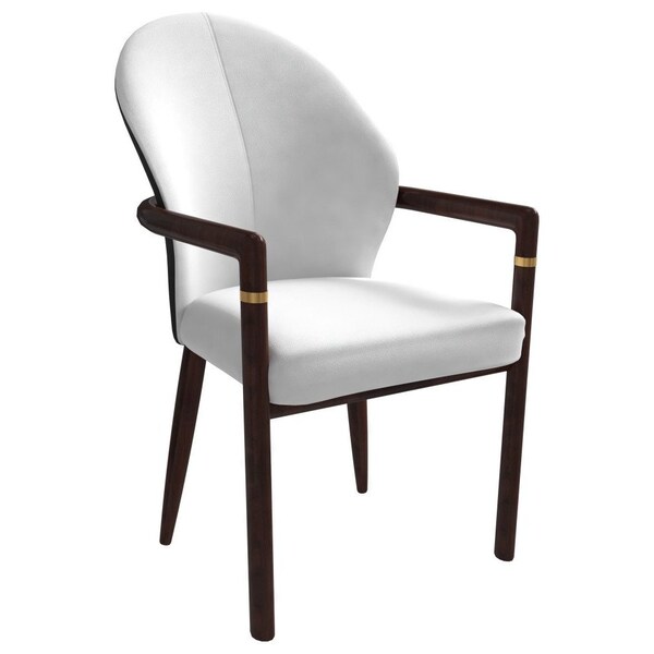 Leisuremod Opaline Series Elegant Wooden Dining Chair in Black Velvet and White - OC24BLW