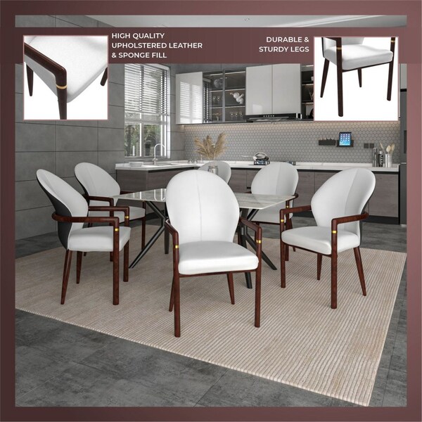 Leisuremod Opaline Series Elegant Wooden Dining Chair in Black Velvet and White - OC24BLW