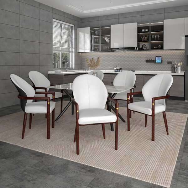 Leisuremod Opaline Series Elegant Wooden Dining Chair in Black Velvet and White - OC24BLW