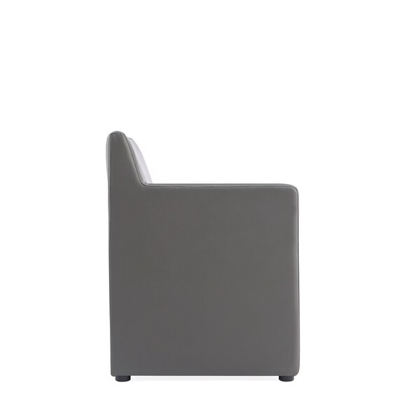 Manhattan Comfort Anna Square Faux Leather Dining Chair in Pewter - Set of 2 - 2-DC058AR-PE