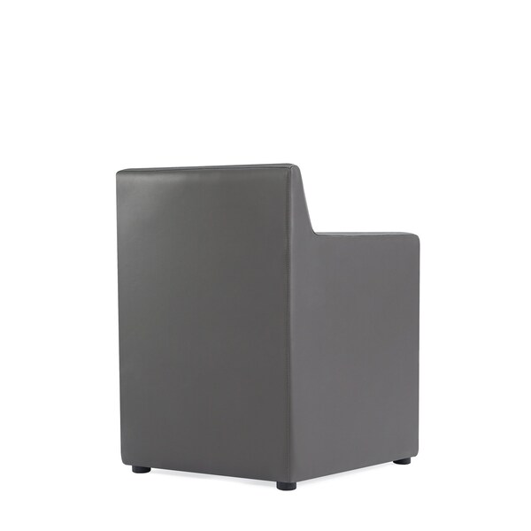 Manhattan Comfort Anna Square Faux Leather Dining Chair in Pewter - Set of 2 - 2-DC058AR-PE