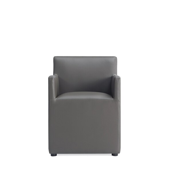 Manhattan Comfort Anna Square Faux Leather Dining Chair in Pewter - Set of 2 - 2-DC058AR-PE