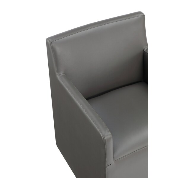 Manhattan Comfort Anna Square Faux Leather Dining Chair in Pewter - Set of 2 - 2-DC058AR-PE