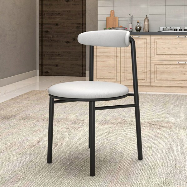 Leisuremod Lume Modern Dining Side Chair in Polyester with Black Steel Frame in Grey, 2PK - LC20GR2