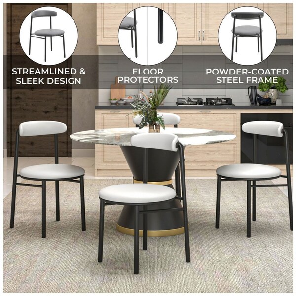 Leisuremod Lume Modern Dining Side Chair in Polyester with Black Steel Frame in Grey, 2PK - LC20GR2