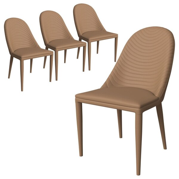 Leisuremod Seville Modern Leather Dining Side Chair with Iron Legs in Taupe, 4PK - SC48TP4