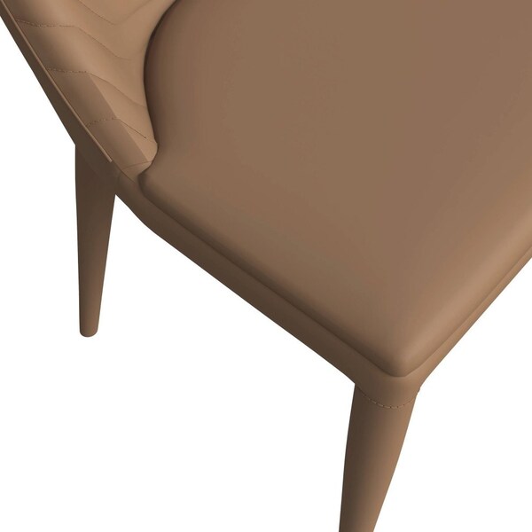 Leisuremod Seville Modern Leather Dining Side Chair with Iron Legs in Taupe, 4PK - SC48TP4