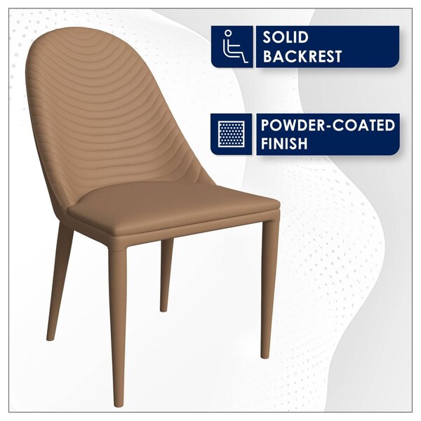 Leisuremod Seville Modern Leather Dining Side Chair with Iron Legs in Taupe, 4PK - SC48TP4