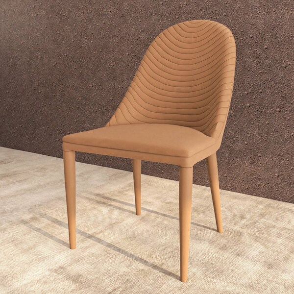 Leisuremod Seville Modern Leather Dining Side Chair with Iron Legs in Taupe, 4PK - SC48TP4