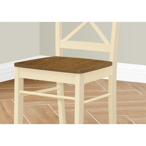 Monarch Specialties Dining Chair, Set Of 2, Side, Kitchen, Dining Room, Oak And Cream, Wood Legs, Transitional - I 1325