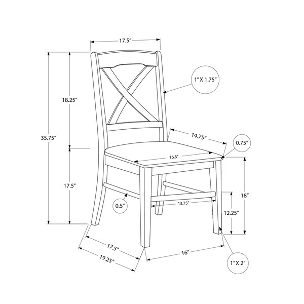 Monarch Specialties Dining Chair, Set Of 2, Side, Kitchen, Dining Room, Oak And Cream, Wood Legs, Transitional - I 1325