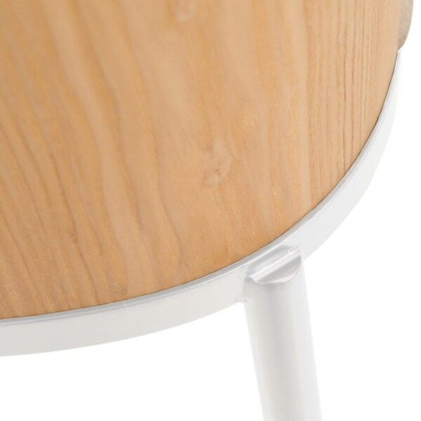Leisuremod Tule Dining Side Chair with Velvet Seat and White Powder-Coated Steel Frame, Natural Wood/Brown - TWCNW18BR