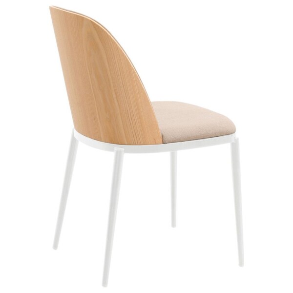 Leisuremod Tule Dining Side Chair with Velvet Seat and White Powder-Coated Steel Frame, Natural Wood/Brown - TWCNW18BR