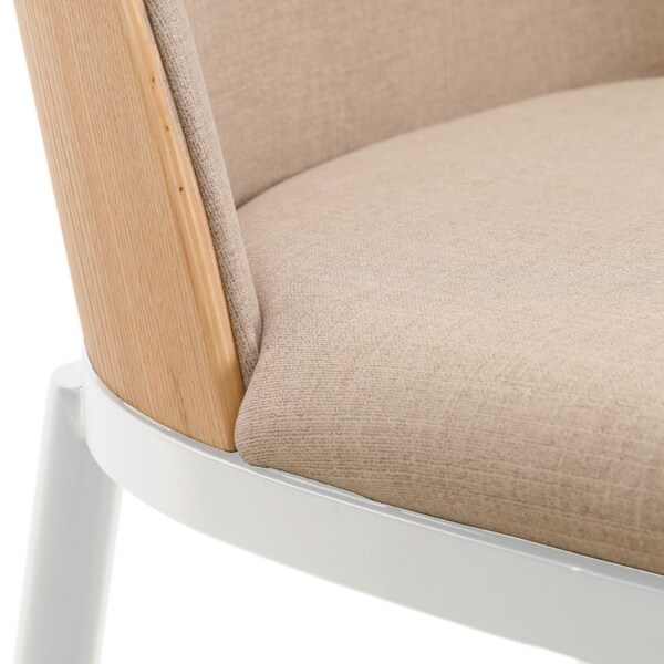 Leisuremod Tule Dining Side Chair with Velvet Seat and White Powder-Coated Steel Frame, Natural Wood/Brown - TWCNW18BR