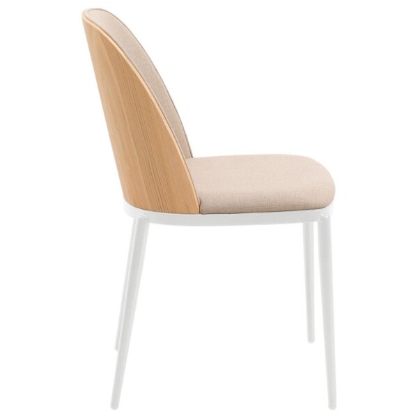 Leisuremod Tule Dining Side Chair with Velvet Seat and White Powder-Coated Steel Frame, Natural Wood/Brown - TWCNW18BR