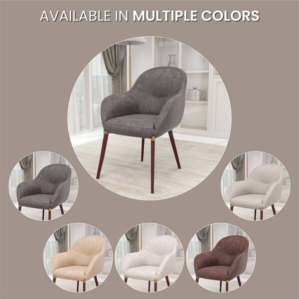 Leisuremod Elias Dining Chair Upholstered in Leather Velvet and Powder Coated Iron Legs, 2PK - EDC21DGR-2