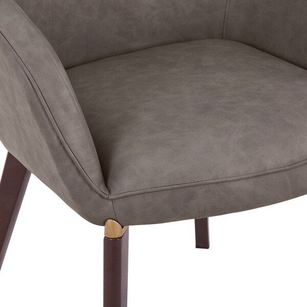 Leisuremod Elias Dining Chair Upholstered in Leather Velvet and Powder Coated Iron Legs, 2PK - EDC21DGR-2