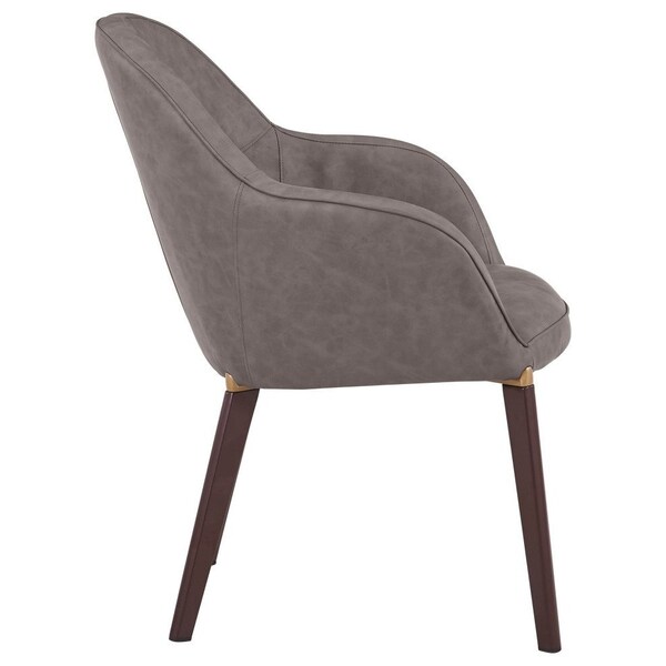 Leisuremod Elias Dining Chair Upholstered in Leather Velvet and Powder Coated Iron Legs, 2PK - EDC21DGR-2