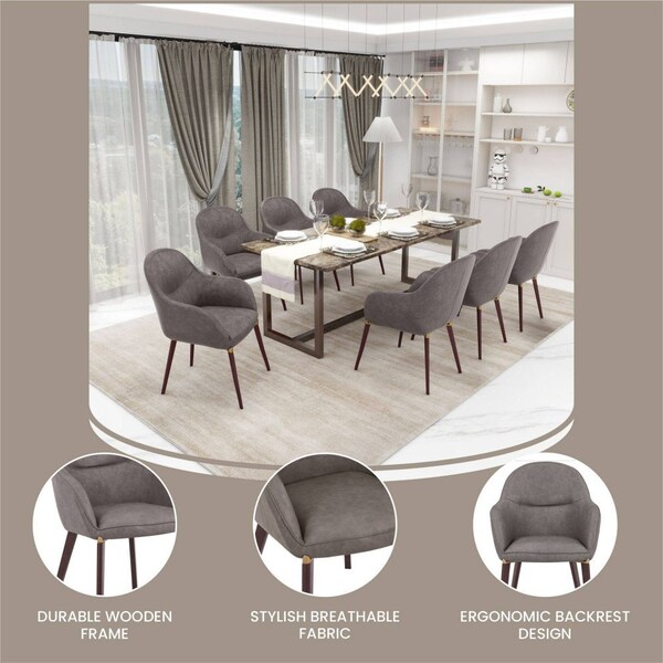 Leisuremod Elias Dining Chair Upholstered in Leather Velvet and Powder Coated Iron Legs, 2PK - EDC21DGR-2