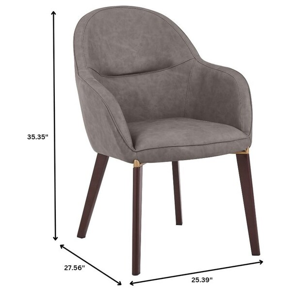Leisuremod Elias Dining Chair Upholstered in Leather Velvet and Powder Coated Iron Legs, 2PK - EDC21DGR-2