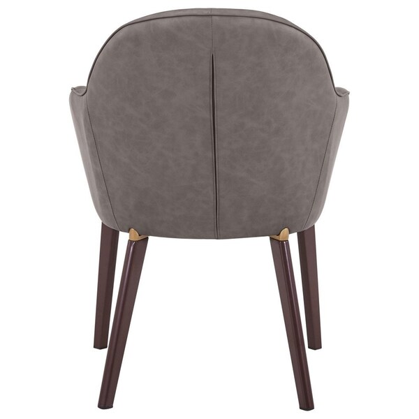 Leisuremod Elias Dining Chair Upholstered in Leather Velvet and Powder Coated Iron Legs, 2PK - EDC21DGR-2