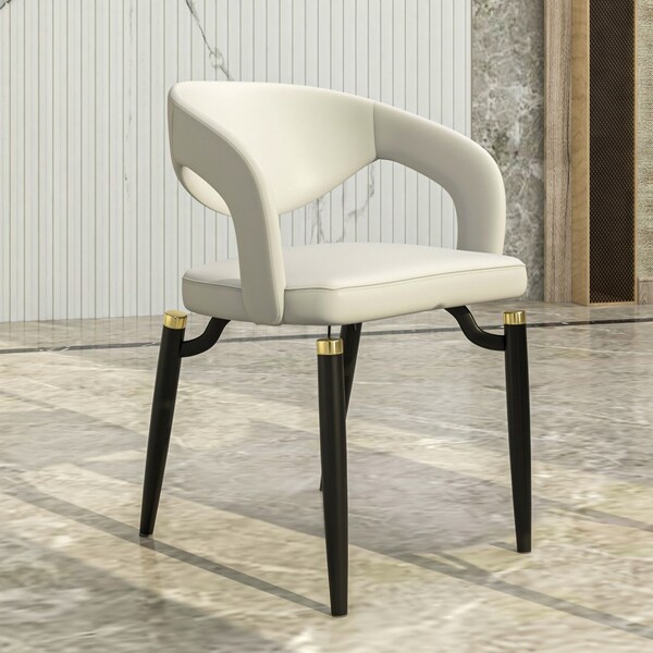 Leisuremod Entice Modern Leather Dining Chair with Iron Legs Open-Back Design in Grey - EC60GR
