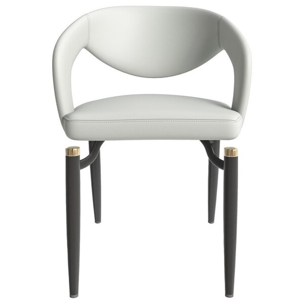 Leisuremod Entice Modern Leather Dining Chair with Iron Legs Open-Back Design in Grey - EC60GR