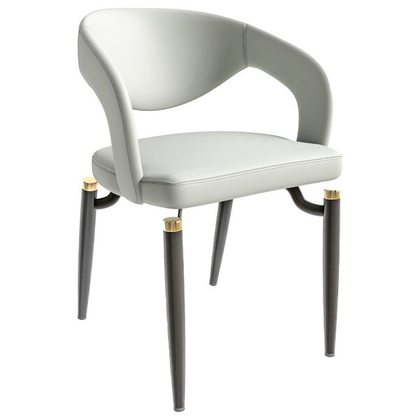 Leisuremod Entice Modern Leather Dining Chair with Iron Legs Open-Back Design in Grey - EC60GR