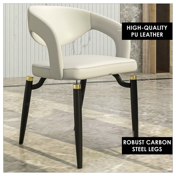 Leisuremod Entice Modern Leather Dining Chair with Iron Legs Open-Back Design in Grey - EC60GR