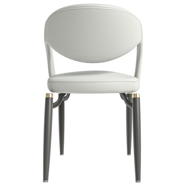 Leisuremod Entice Modern Leather Dining Chair with Iron Legs Open-Back Design in Grey - EC60GR