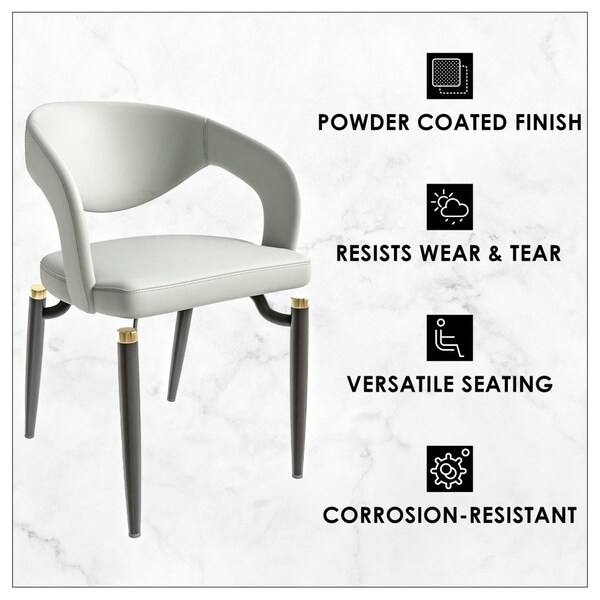 Leisuremod Entice Modern Leather Dining Chair with Iron Legs Open-Back Design in Grey - EC60GR