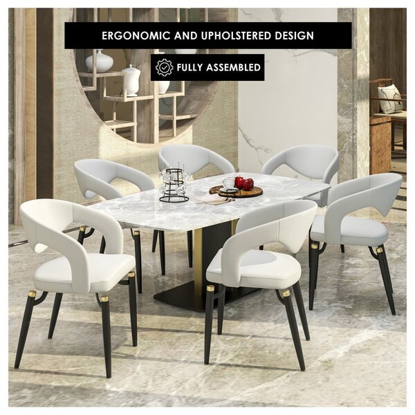 Leisuremod Entice Modern Leather Dining Chair with Iron Legs Open-Back Design in Grey - EC60GR