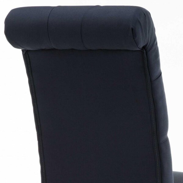 Homeroots Natalie Roll Top Tufted Blue Linen Fabric Modern Dining Chair - Set of 2 - 303555