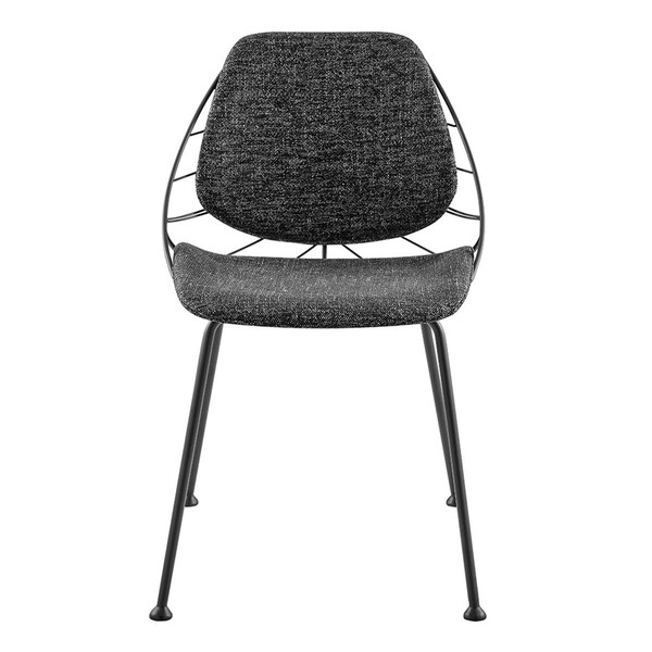 Gfancy Fixtures Leaf Fabric & Black Dining Chairs, Dark Gray, 2PK - GF3096560