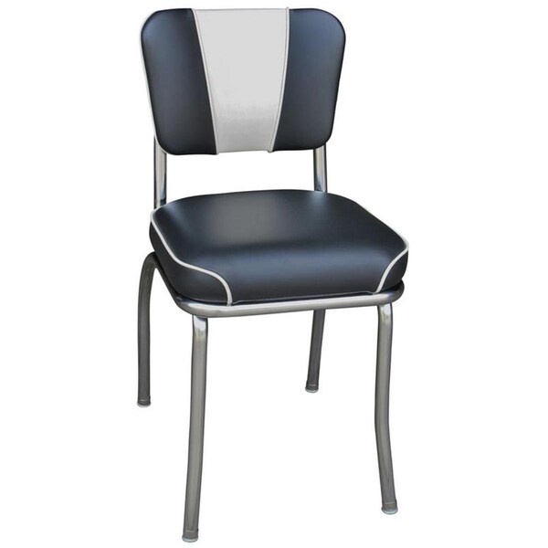 Bookazine 4220 V -Back Diner Chair -Black-White- with 2 in. Waterfall Seat  - Chrome - TI2644158