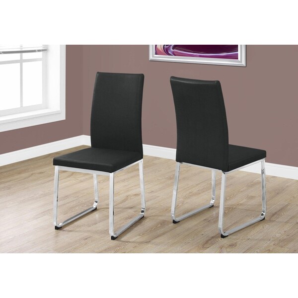 Homeroots 39.5 in. Leather Look; Foam & Chrome Metal Dining Chairs - Pack of 2 - 332609