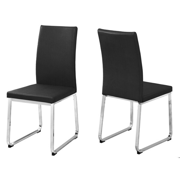 Homeroots 39.5 in. Leather Look; Foam & Chrome Metal Dining Chairs - Pack of 2 - 332609