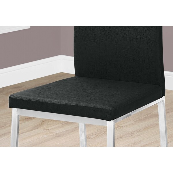 Homeroots 39.5 in. Leather Look; Foam & Chrome Metal Dining Chairs - Pack of 2 - 332609