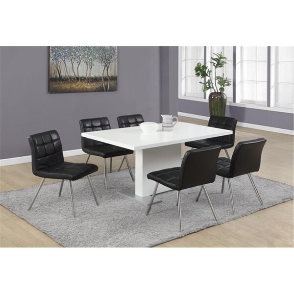 Daphnes Dinnette 32 H in. Black Leather-Look and Chrome Metal Dining Chair - 2 Pieces - DA2648364