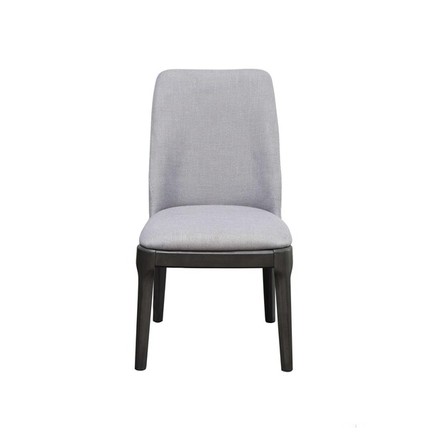 Homeroots 23 x 21 x 39 in. Light Gray Linen Oak Wood Upholstered Seat Side Chair - 347364
