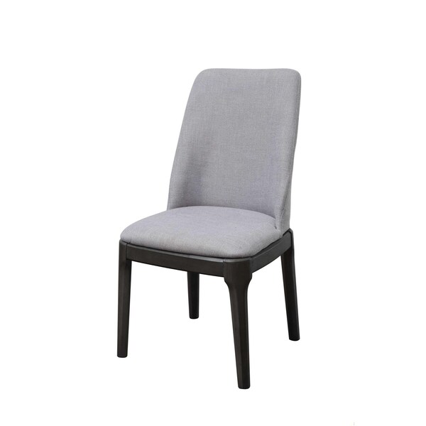 Homeroots 23 x 21 x 39 in. Light Gray Linen Oak Wood Upholstered Seat Side Chair - 347364