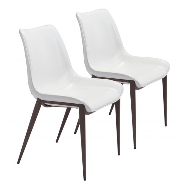 Homeroots Stich Faux Leather Side or Dining Chairs, White, 2PK - 389843