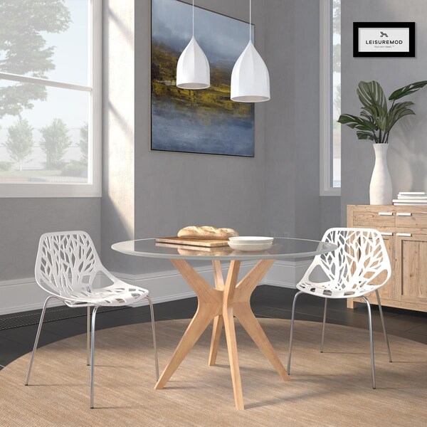Kd Americana 31.5 in. Modern Asbury Dining Chair with Chromed Legs, White, 2PK - KD3578468