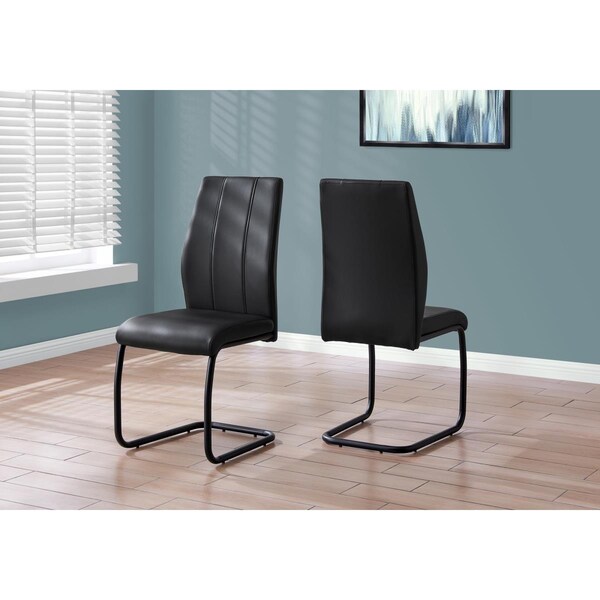 Daphnes Dinnette 39 in. Black Leather Look & Metal Dining Chair - 2 Piece - DA3066996