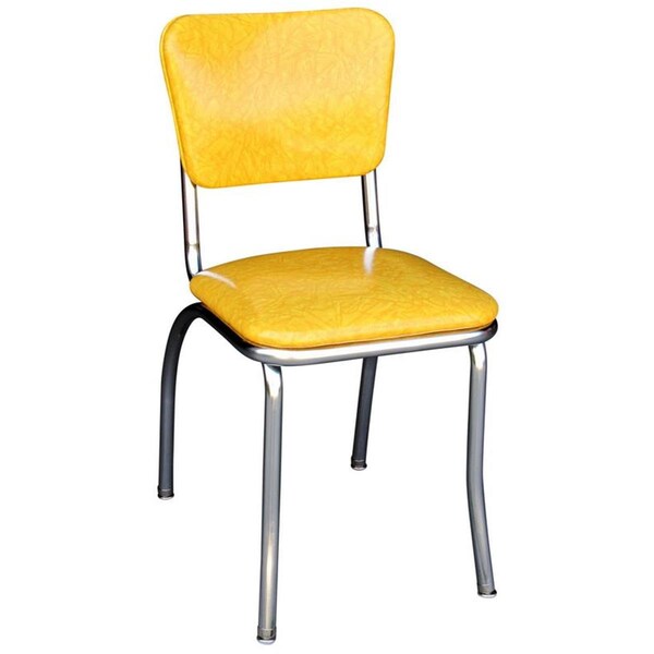 Bookazine 4110 Diner Chair -Cracked Ice Yellow- with 1 in. Pulled Seat -  Chrome - Cracked Ice Yellow - TI2644146