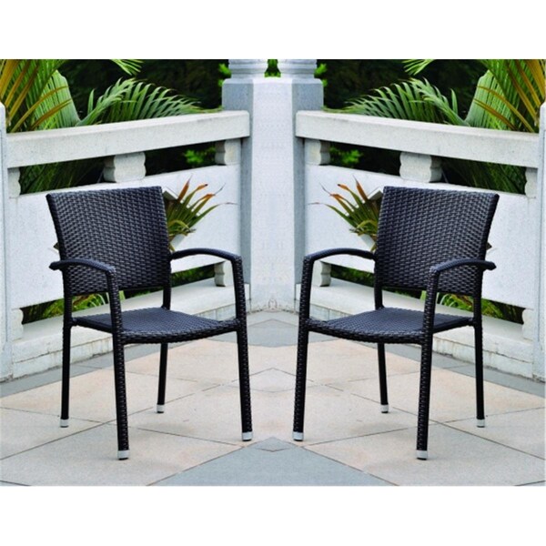 Fixturesfirst 4210-SQ-BKA-S-4 Set of 4 Bardelona Resin Wicker Square Back Dining Chair - Black - FI2998605