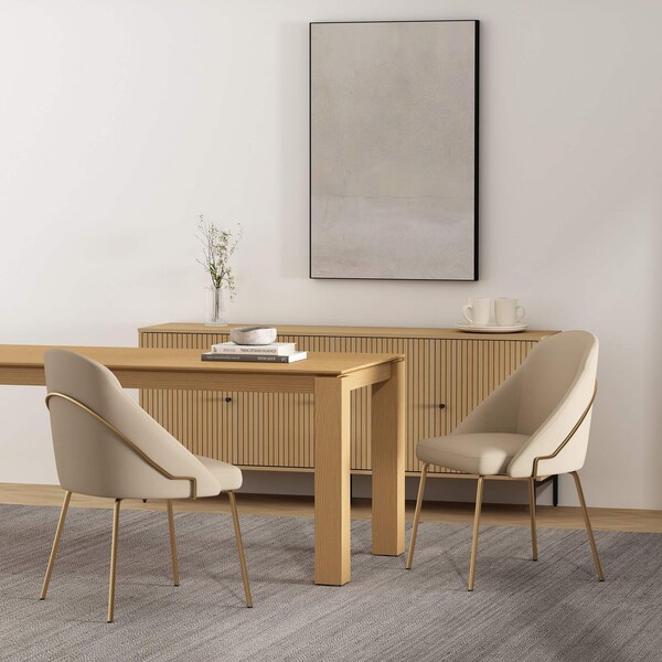 Manhattan Comfort Gracie Dining Chair in Tan and Gold - Set of 2 - 2-DC100-GTN